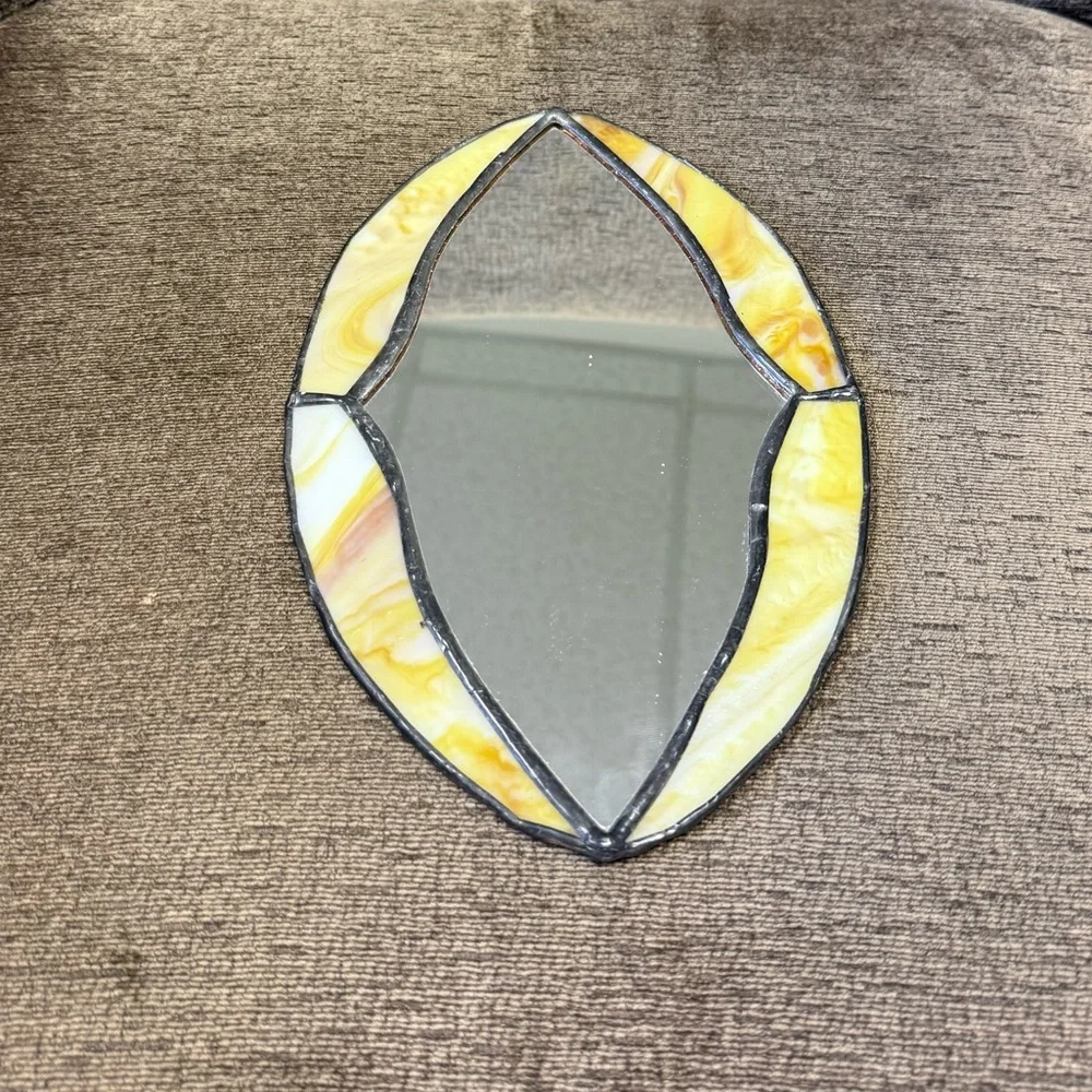 Vintage Yellow Stained Glass Accent Wall Mirror
